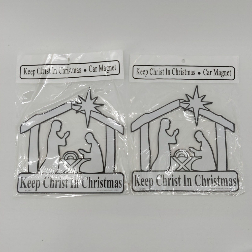 Keep Christ In Christmas Magnet Lot of 2 Big Car White Black